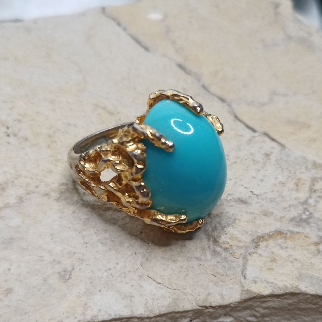 Vintage Gold And Turquoise Statement Ring